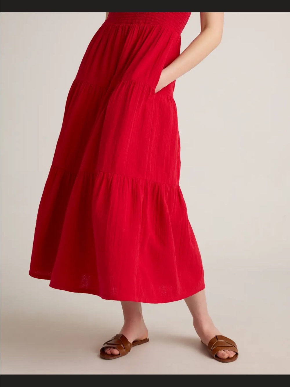 QUINCE• 100% cotton red gauze dress - Picture 4 of 9